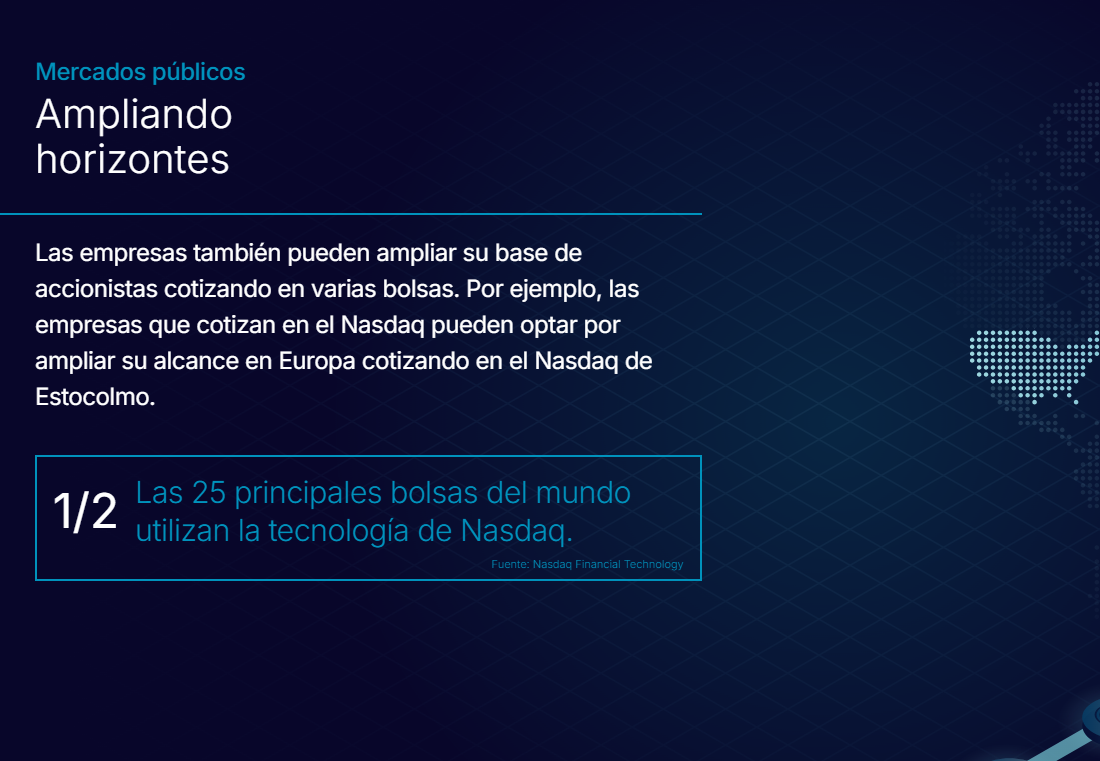 Ampliando horizontes Las empresas también pueden ampliar su base de accionistas cotizando en varias bolsas.