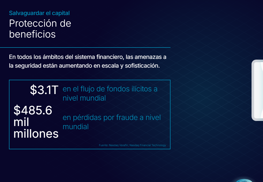 Protección de beneficios En todos lo ámbitos del sistema financiero, las amenazas a la seguridad están aumentando en escala y sofisticación.